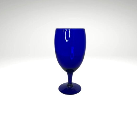 Vintage Libbey Cobalt Blue Water Goblet – 16oz Elegant Glassware - Picture 1 of 1